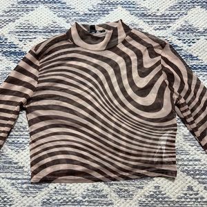 Sheer With Print Crop Top